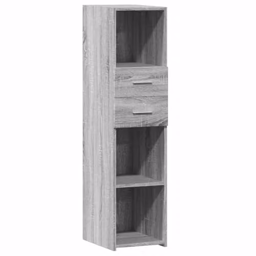vidaXL Grey Minimalist Highboard in MDF, W/D/H: 30 x 42.5 x 124 cm – 1