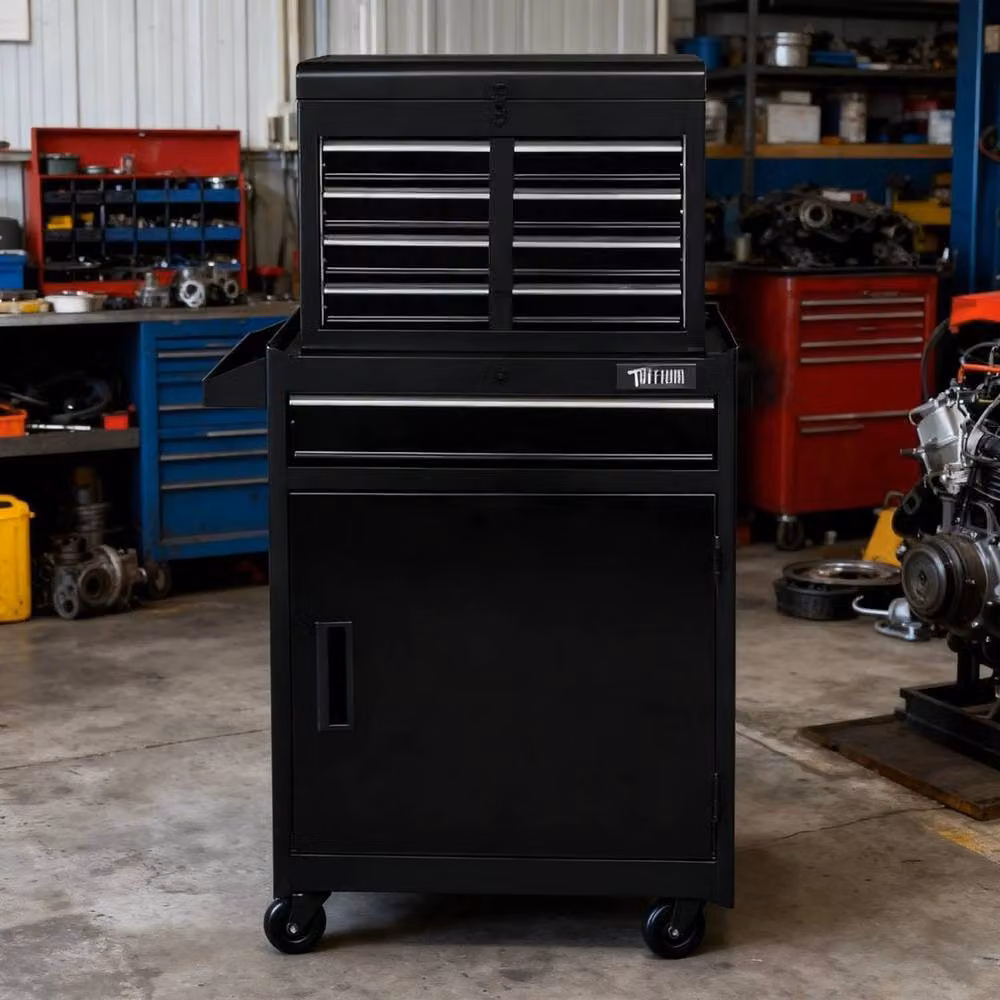 Kelvenix Black Metal Tool Cabinet Storage Chest with 5 Drawers, Lockable and Rollable, W: 100 cm, D: 27.94 cm, H: 102.11 cm – 3