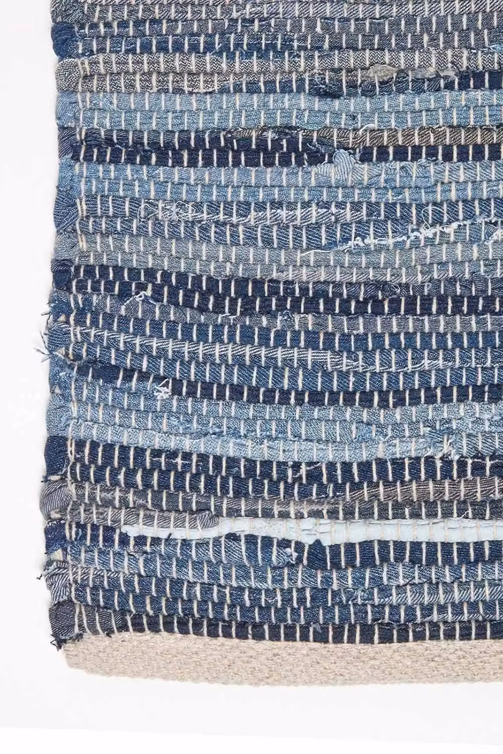 Homescapes Blue Denim Striped Handwoven Cotton Chindi Rug, W: 150 cm, L: 240 cm – 3