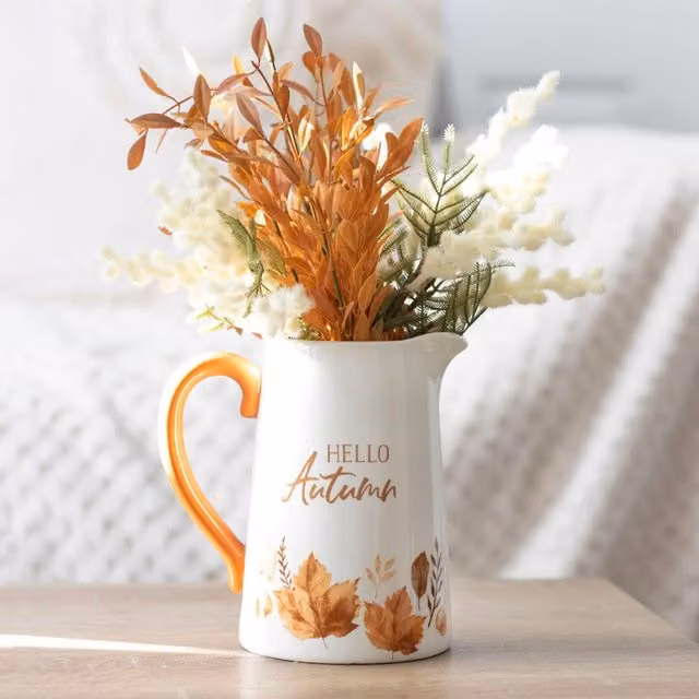 Gloriously Good Hello Autumn Ceramic Flower Jug in White