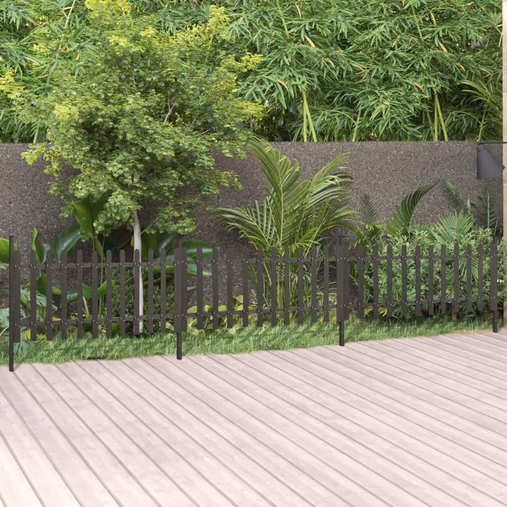 Berkfield Home Grey WPC Picket Fence with Posts, 3 Pieces, W: 614 cm, H: 80 cm – 2