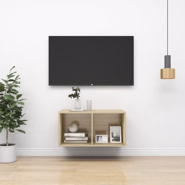 Berkfield Home Wall-mounted TV Cabinet in Sonoma Oak Brown, W/D/H: 37 x 37 x 72 cm – 1
