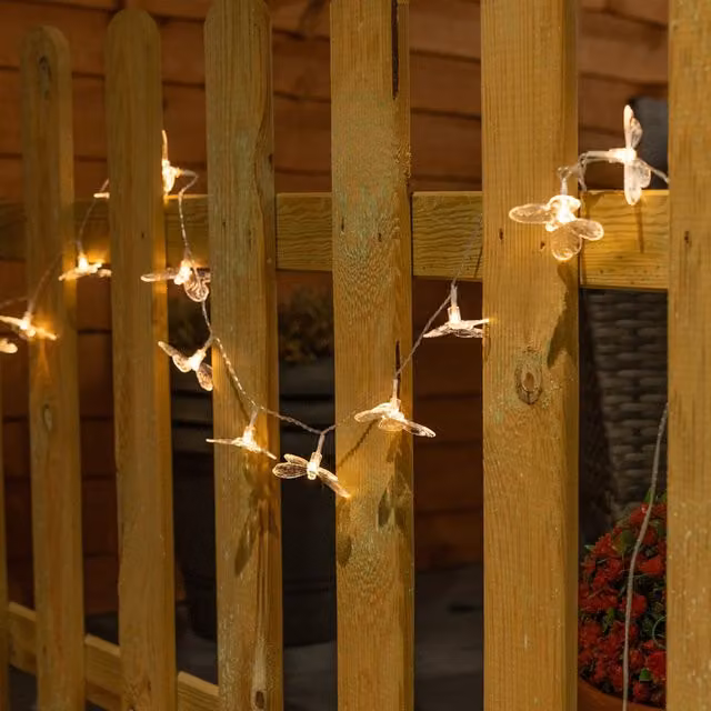 ValueLights 20pc Clear Butterfly Solar LED String Lights in White