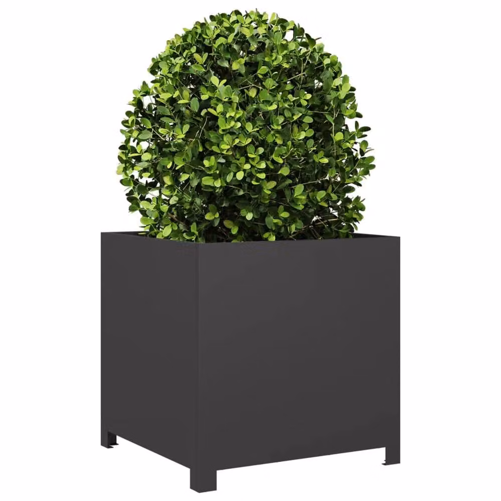 Berkfield Home Steel Garden Planter Tub, Black, W/D/H: 50 x 50 x 50 cm – 3