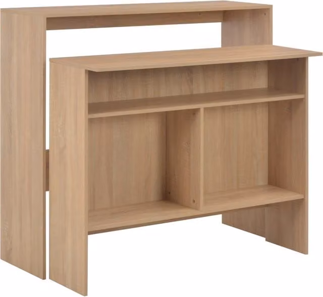 Berkfield Home Modern Oak Bar Table with 2 Table Tops in Brown, W/D/H: 130 x 40 x 120 cm