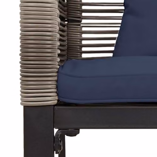 vidaXL 2-Seater Poly Rattan Outdoor Bench in Grey and Blue, W/D/H: 117 x 54 x 74.5 cm – 7