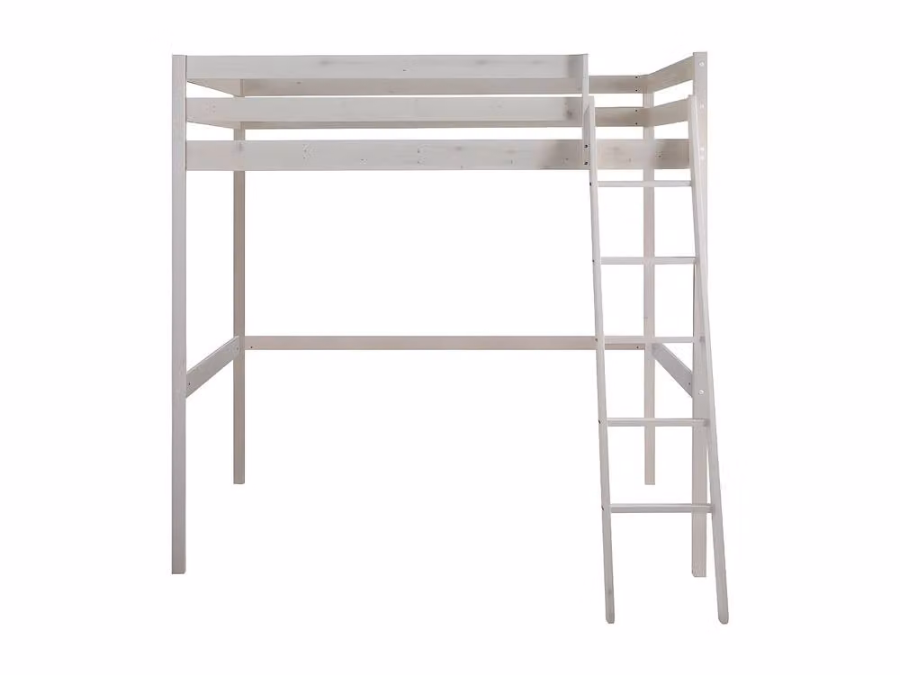 Vente-unique GEDEON II Loft Bed in White Solid Pine, W/D/H: 190 x 140 x 152.5 cm – 2