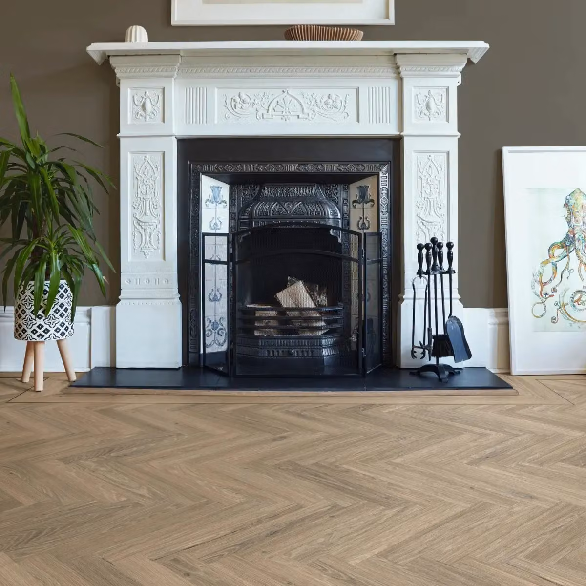 Palio Wood Effect Herringbone Glue Down Luxury Vinyl Tile in Brown, 2mm Thickness – 3