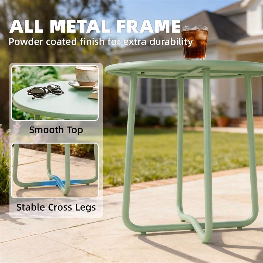 EONLION Green Metal Garden Side Table – 3