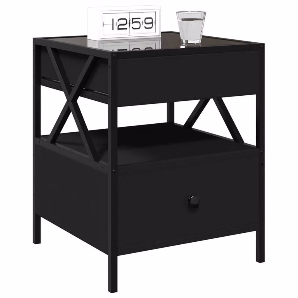 Berkfield Home Infinity LED Decorative Bedside Table in Black, W/D/H: 40 x 40 x 51 cm – 4