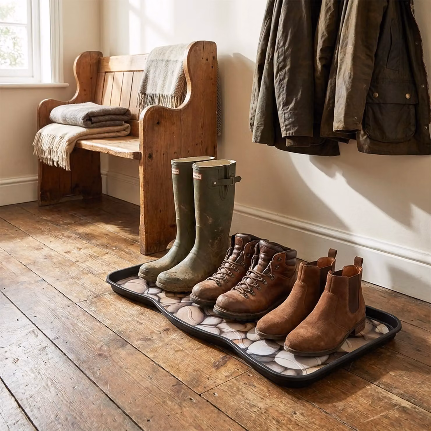 Nicoman Heavy Duty Rubber Boot Tray in Natural Stones, W: 75 cm, D: 40 cm – 3