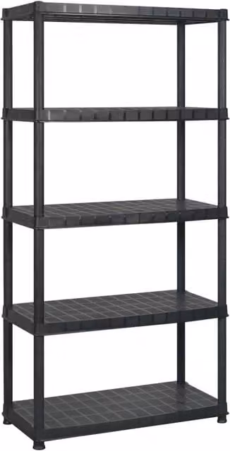 Berkfield Home 5-Tier Freestanding Storage Shelf, Black Plastic, W/D/H: 45.7 x 45.7 x 185 cm – 1