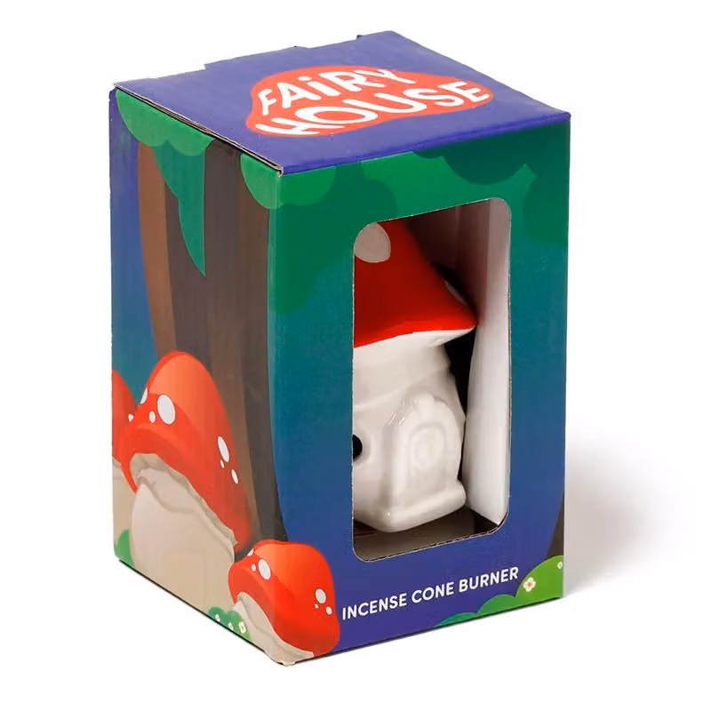 KDMD Fairy Toadstool House Ceramic Incense Cone Burner in Red and Multicolour – 2