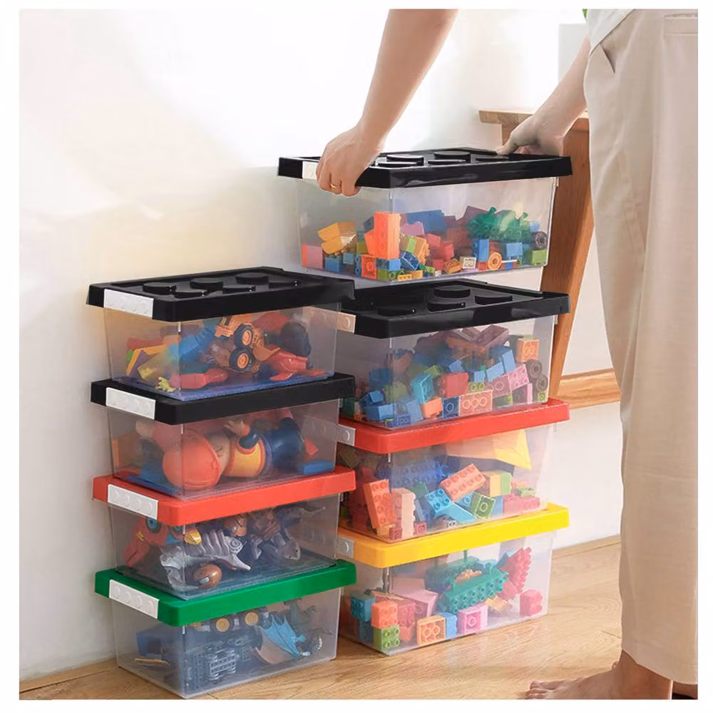 Greentainer Set of 2 Stackable Toy Storage Bins with Lid in Multicolour – 6