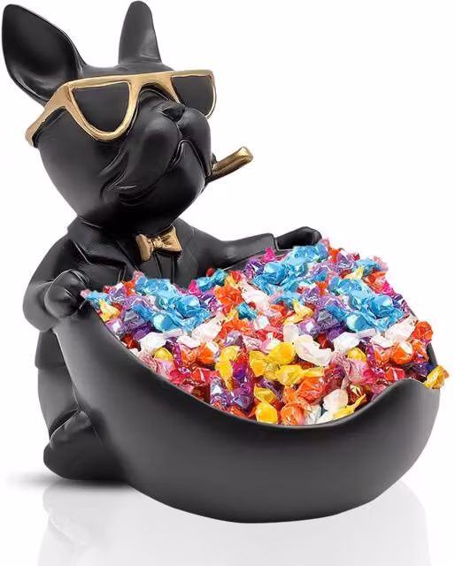 Huhote Black Resin French Bulldog Statue for Tabletop Decor – 1