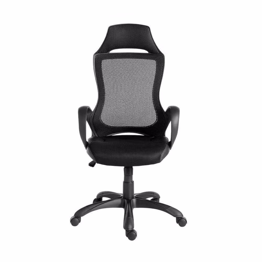 Angel Cerda Black Fabric Swivel Task Chair with Headrest and Armrests – 2