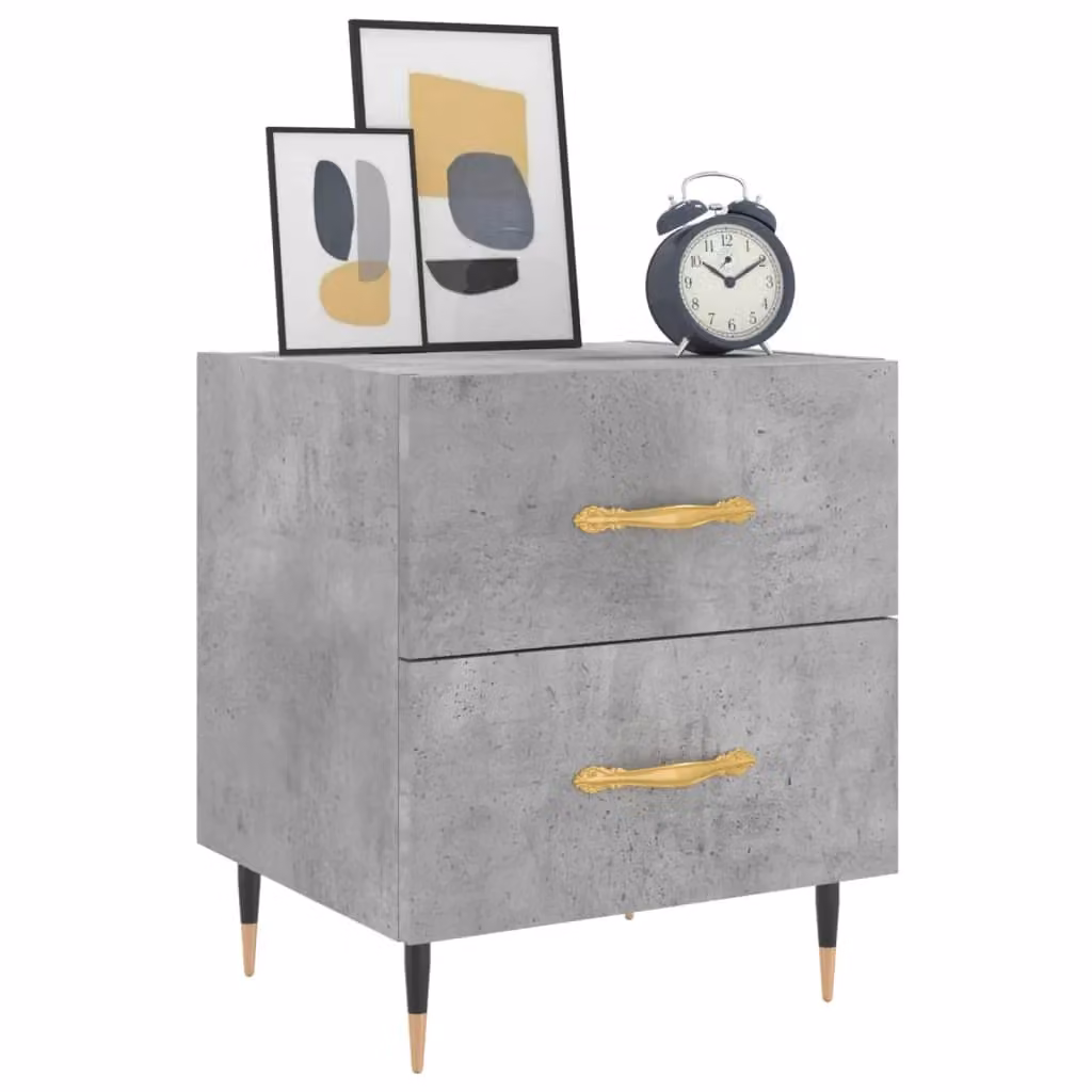 Berkfield Home Bedside Cabinet in Concrete Grey, W: 40 cm, D: 35 cm, H: 47.5 cm – 2