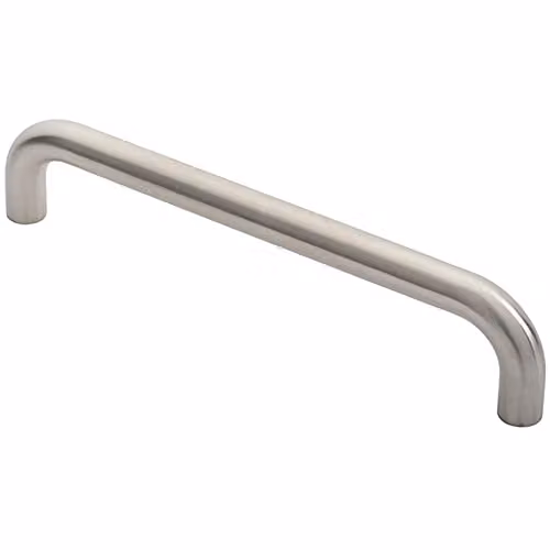 Loops Round D Bar Door Pull Handle in Brushed Silver Stainless Steel, 322 x 22 mm with 300 mm Fixing Centres