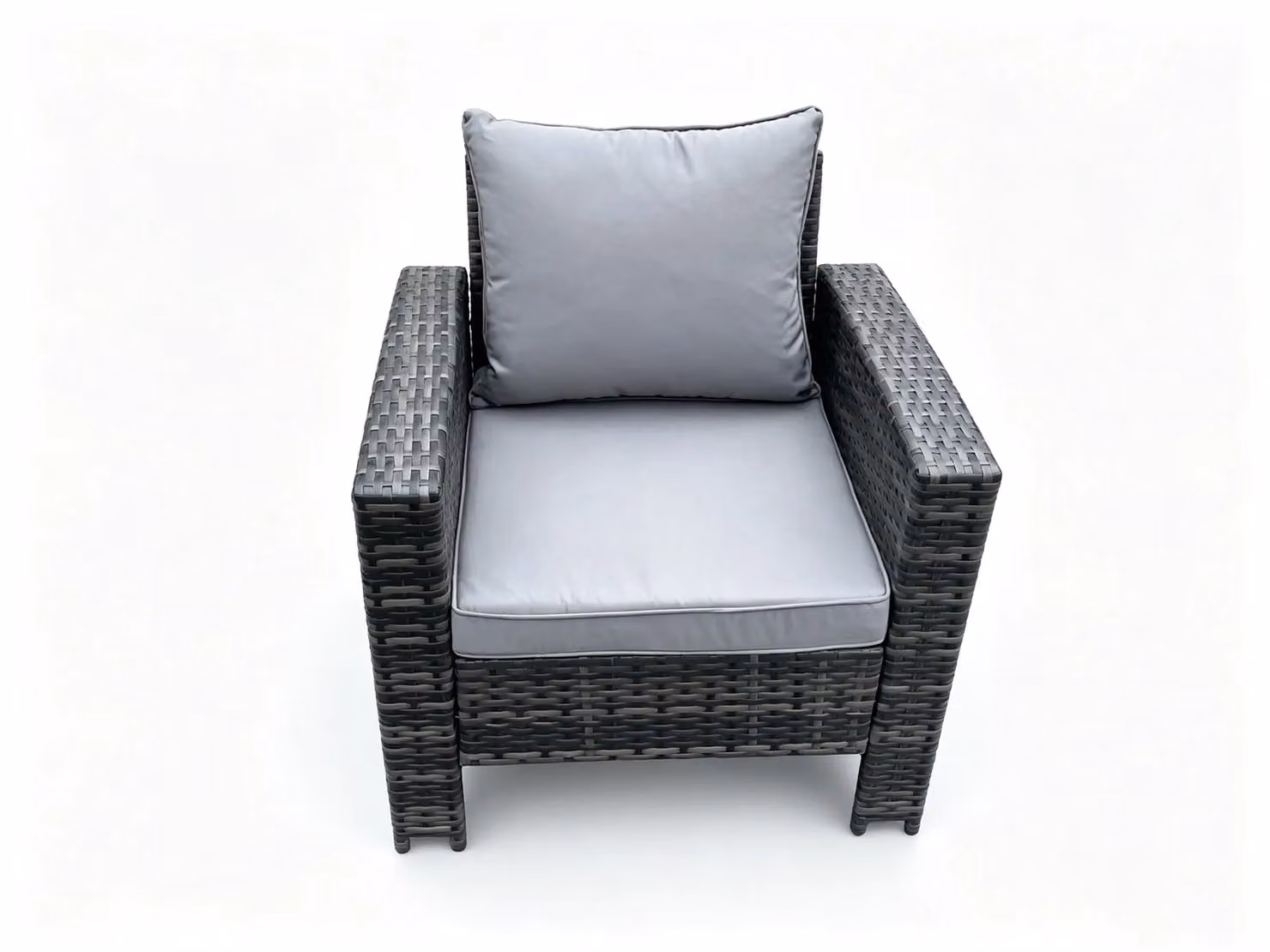Fimous 7 Seater High Back Rattan Garden Dining Set in Dark Grey Mixed – 3