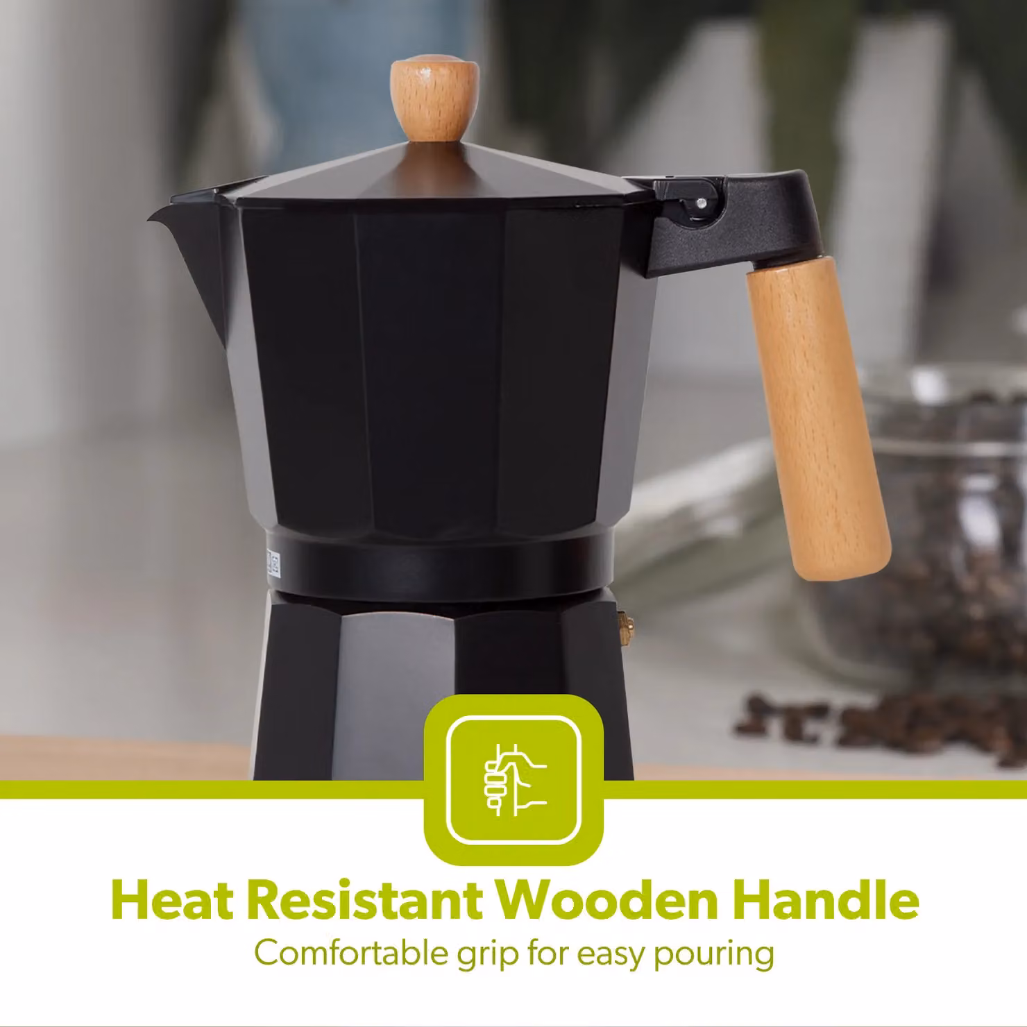 Royalford Italian Espresso Stove Top Moka Percolator Coffee Maker Pot, Black, Small – 3