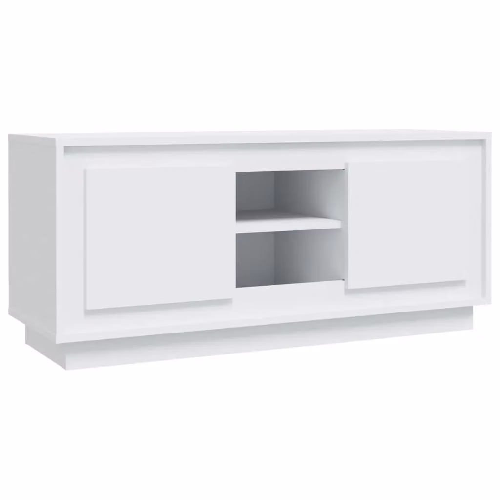 Berkfield Home Modern White TV Cabinet in Matt Engineered Wood W/D/H: 102 x 35 x 45 cm – 2