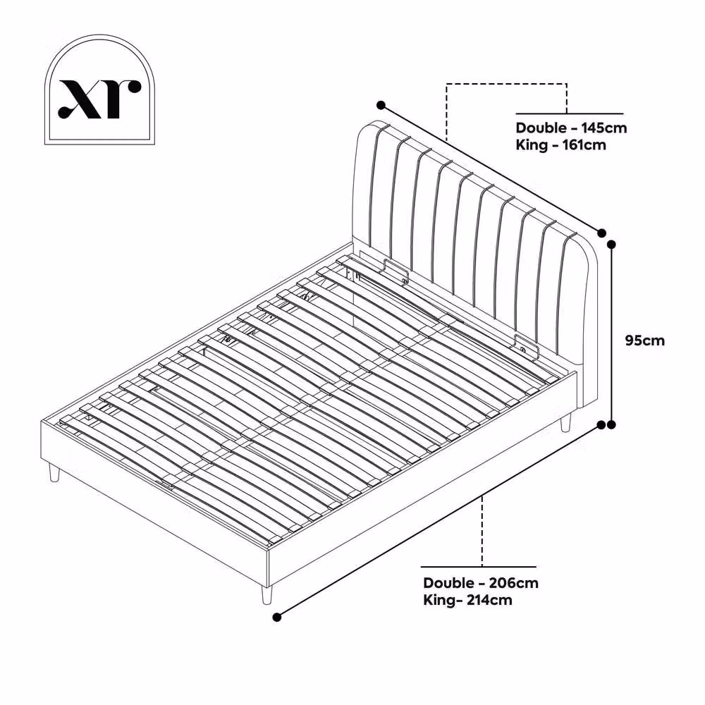 X Rocker Cooper Mixed Material Shadow Ottoman Bed, King Size, Medium Beige with Oak and Natural Wood Details – 2