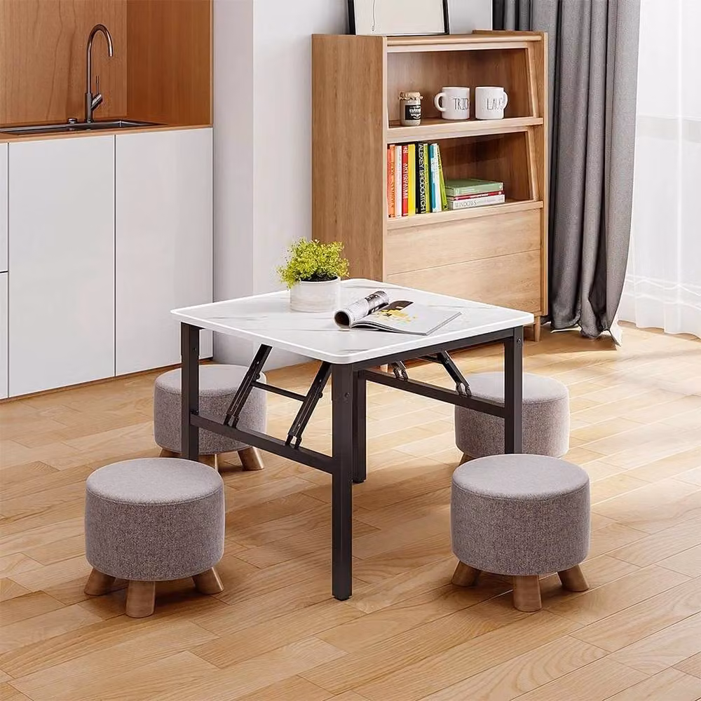 Kelvenix Foldable Square Coffee Table, White, W/D/H: 80 x 80 x 51 cm – 2