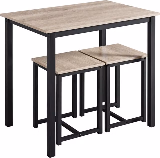 Yaheetech Industrial 3-Piece Rectangular Dining Table and Chairs Set in Grey