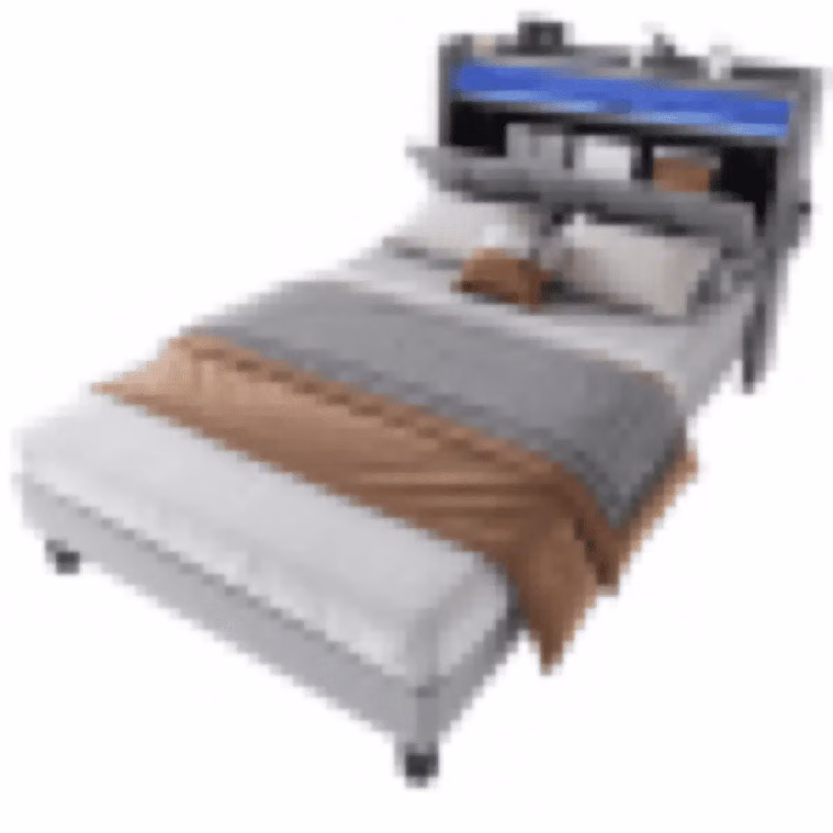 Matteo Grey Velvet Upholstered Single Bed with Under-Bed LED Lighting and USB Charging Ports, W/D/H: 190 x 90 x 107 cm – 7