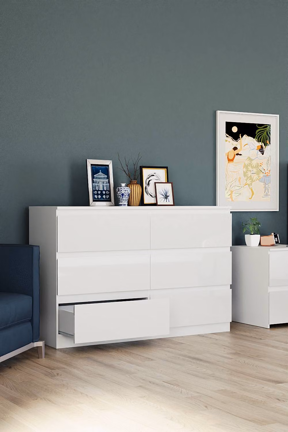 HD Designs High Gloss 6 Drawer Chest of Drawers in White – 2