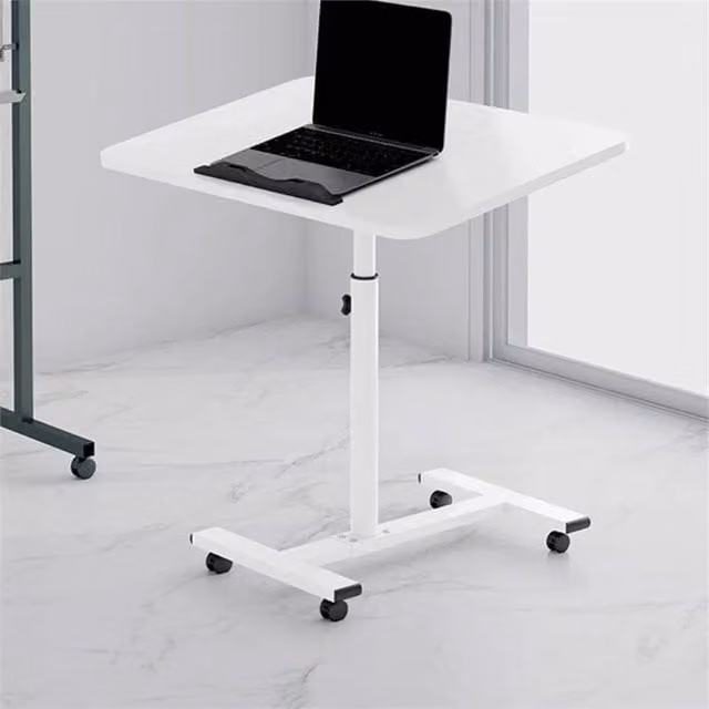 Nordara White Height Adjustable Mobile Over Bed Table with Castors, W/D: 100 x 60 cm