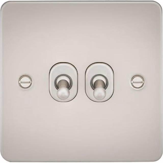 Knightsbridge FP2TOGPL 2-Way Toggle Switch with Flat Plate in Pearl