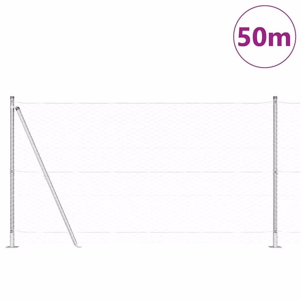 Berkfield Home Hexagon Fence in Silver Galvanised Steel, H: 120 cm x L: 50 m – 2