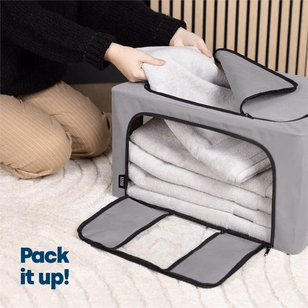 Nordara 3-Piece Grey Fabric Zipped Clothes Storage Bags and Closet Organisers – 2