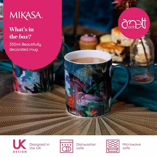Mikasa Sarah Arnett Porcelain Mug, 350ml, Multicolour Flamingo Print – 2