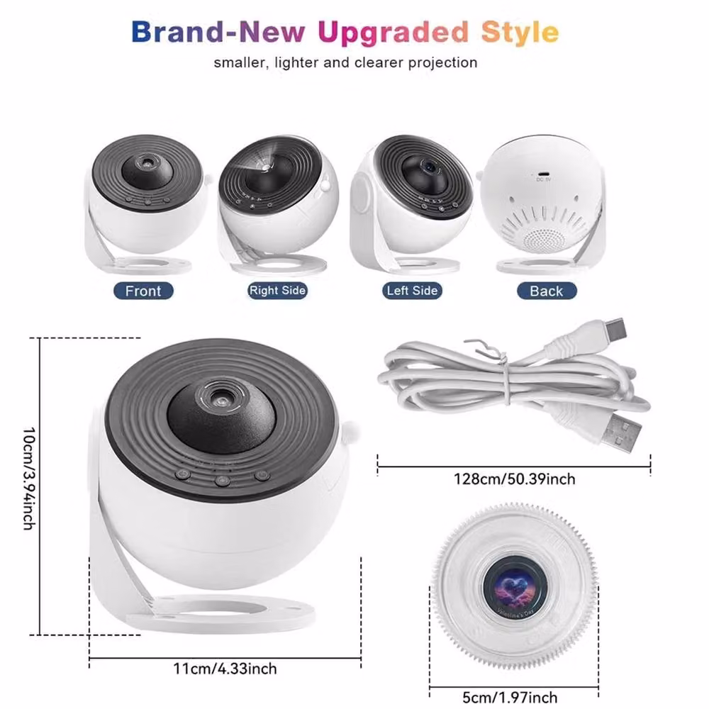 SPETLEK Planetarium Galaxy Starry Sky Projector 14in1 Night Light, White and Multicolour Tabletop Round Plastic Design – 2
