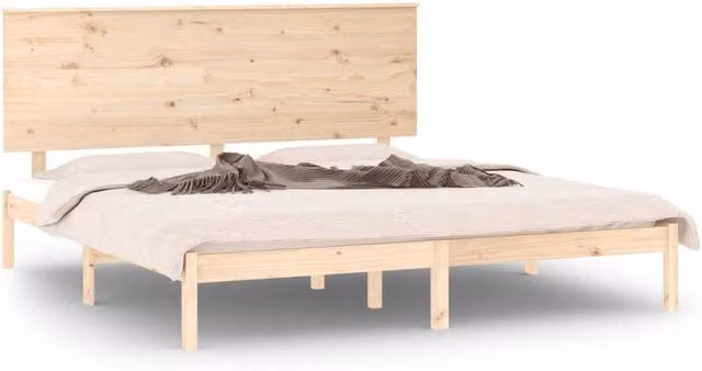 Berkfield Home Solid Wood Pine Bed Frame in Sand, W: 150 cm, D: 200 cm – 1
