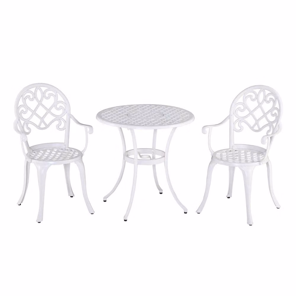 Wyld Haus Safa 3 Piece White Aluminium Garden Bistro Set – 2