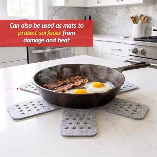 SPARES2GO Felt Stacking Protector Divider Liners for Cookware, Grey (Pack of 12) – 6