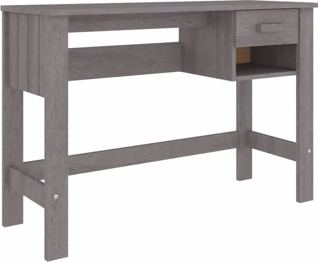 Berkfield HAMAR Writing Desk in Light Grey Solid Pine, W/D/H: 110 x 40 x 75 cm – 1