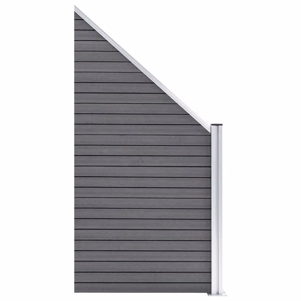 Berkfield Home WPC and Aluminium Fence Set in Grey, 4 Square and 1 Slanted Panels, W: 792 cm, H: 186 cm – 3