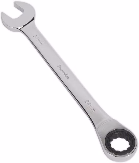 Loops 24mm Ratchet Combination Spanner in Silver Chrome Vanadium Steel