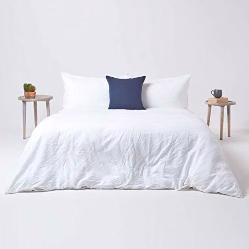 Homescapes European Linen and Combed Cotton Pillowcase, Blue/Green, W/D/H: 40 x 40 x 40 cm – 4