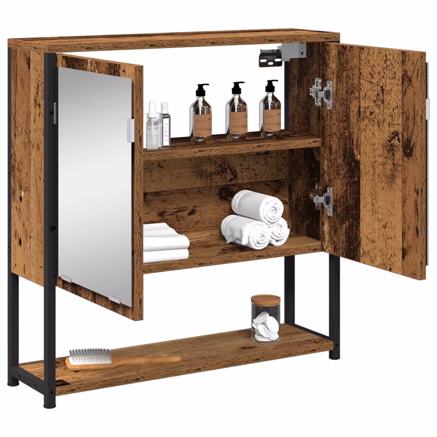 Berkfield Home Bathroom Mirror Cabinet in Old Wood Brown, W/D/H: 60 x 16 x 60 cm – 2