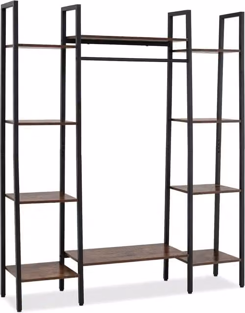 Costway Indoor Outdoor Plant Holder with Metal Frame and Adjustable Feet in Brown – 1