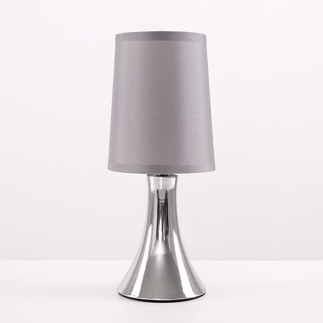 ValueLights Trumpet Touch Table Lamp in Grey and Chrome