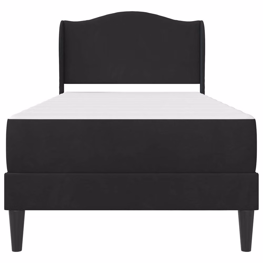 Berkfield Home Velvet Upholstered Bed Frame with Headboard in Black, W/D/H: 90 x 190 cm – 3