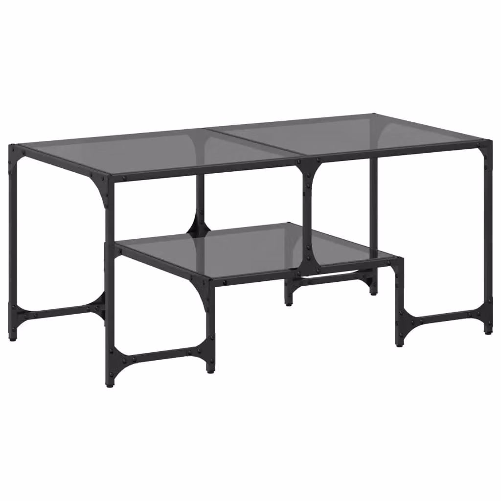 Berkfield Home Modern Rectangular Coffee Table with Black Glossy Glass Top and Steel Frame, W: 98.5 cm, D: 50 cm, H: 45 cm – 2