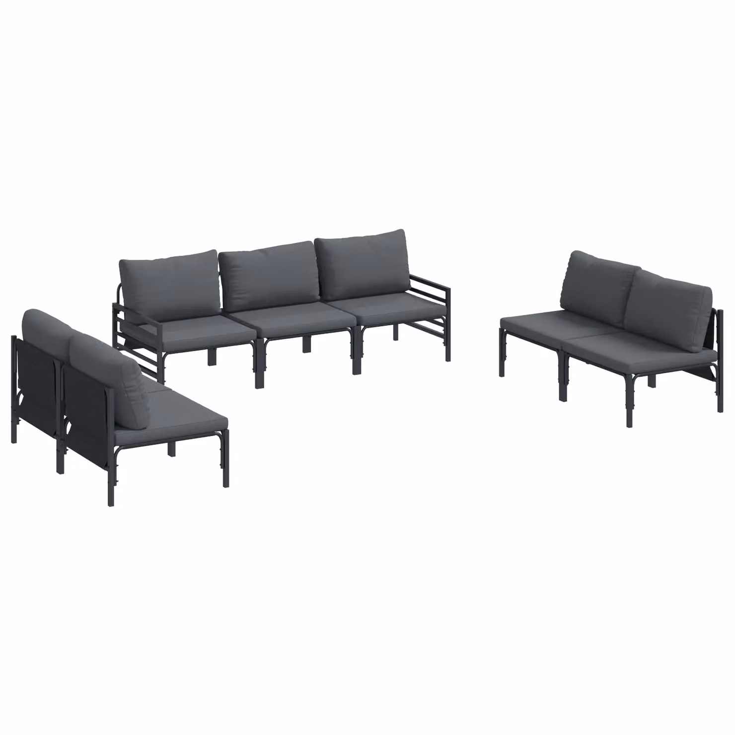Berkfield Home 7 Piece L-Shape Garden Sofa Set in Anthracite with Powder Coated Steel Frame and Cushions – 2