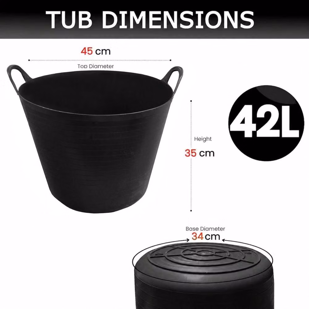 SPETLEK Black Flexible Plastic Garden Builders Bucket for Storage – 2